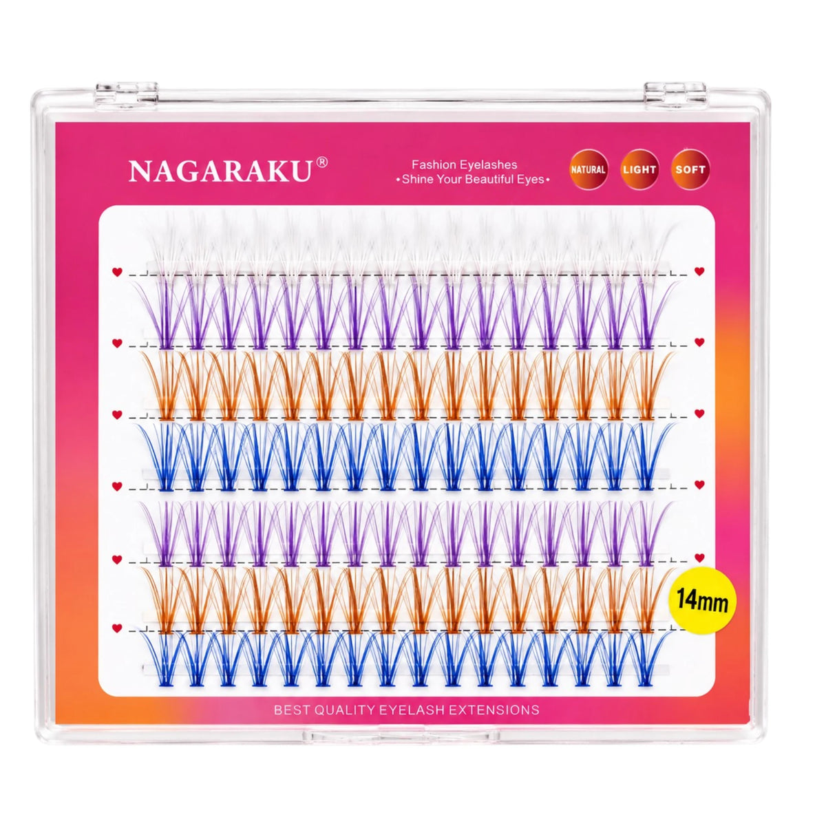 PESTAÑAS NAGARAKU DE COLORES POR PUNTO 14MM